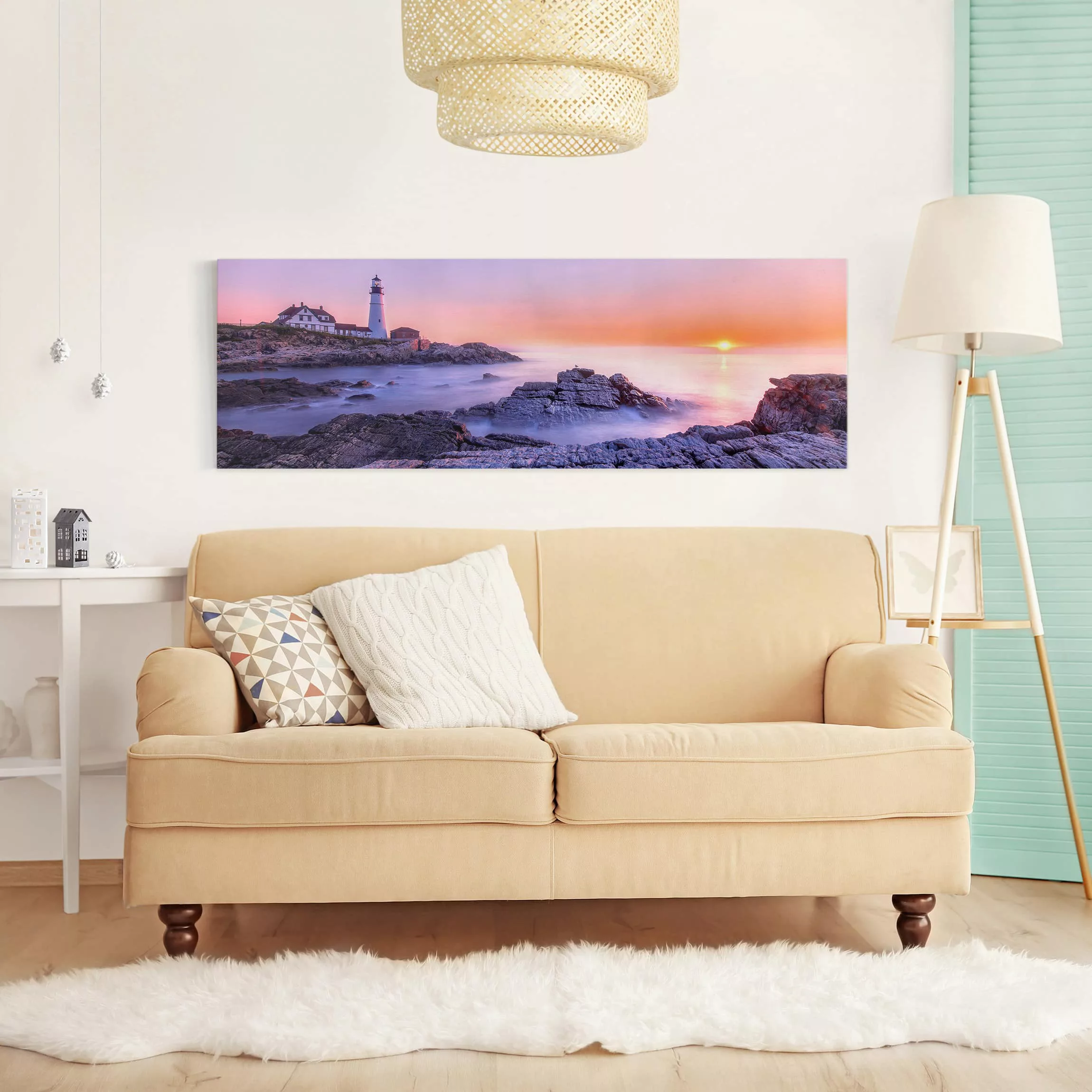 Leinwandbild Leuchtturm - Panorama Leuchtturm am Morgen günstig online kaufen
