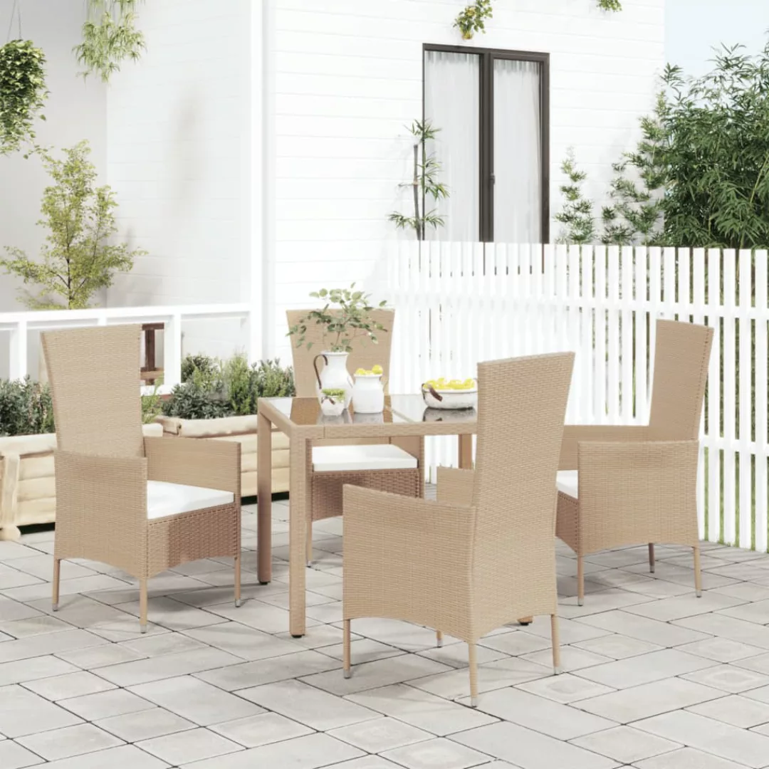 Vidaxl Gartenstühle Mit Kissen 4 Stk. Poly Rattan Beige günstig online kaufen