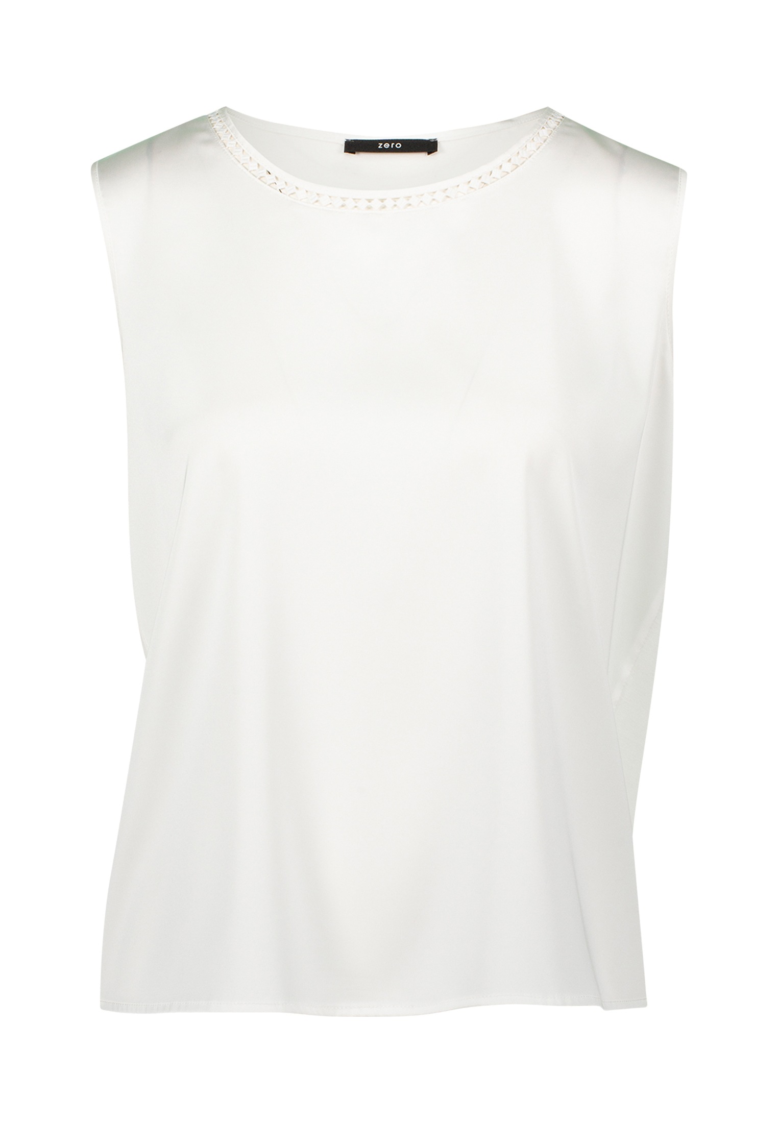 Zero T-Shirt "zero Damen Satinshirt mit Lochmuster am Ausschnitt", (1 tlg.) günstig online kaufen