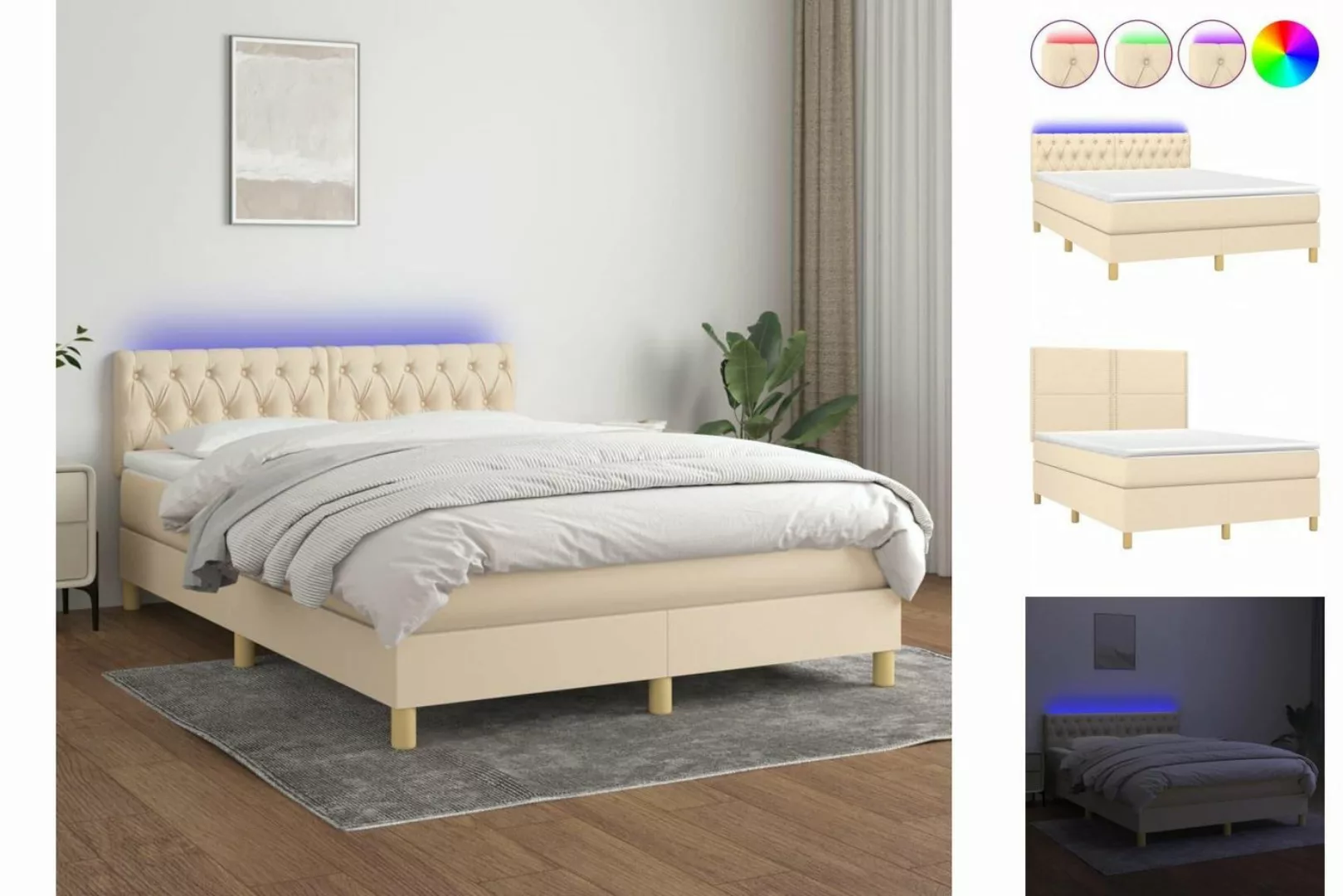 vidaXL Boxspringbett Bett Boxspringbett komplett mit Matratze & LED Stoff ( günstig online kaufen