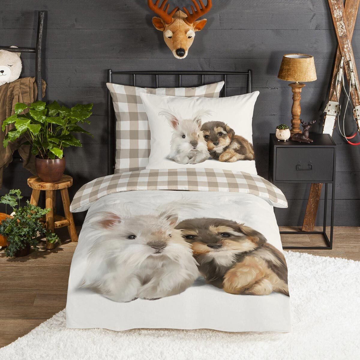 TRAUMSCHLAF Bettwäsche Hase und Hund, Flanell, günstig online kaufen