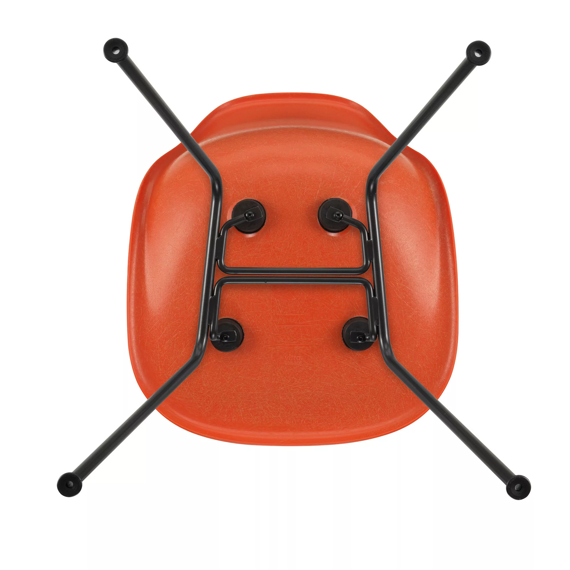 Vitra - Eames Fiberglass Side Chair DSX schwarz - rot orange/Sitzschale Fib günstig online kaufen