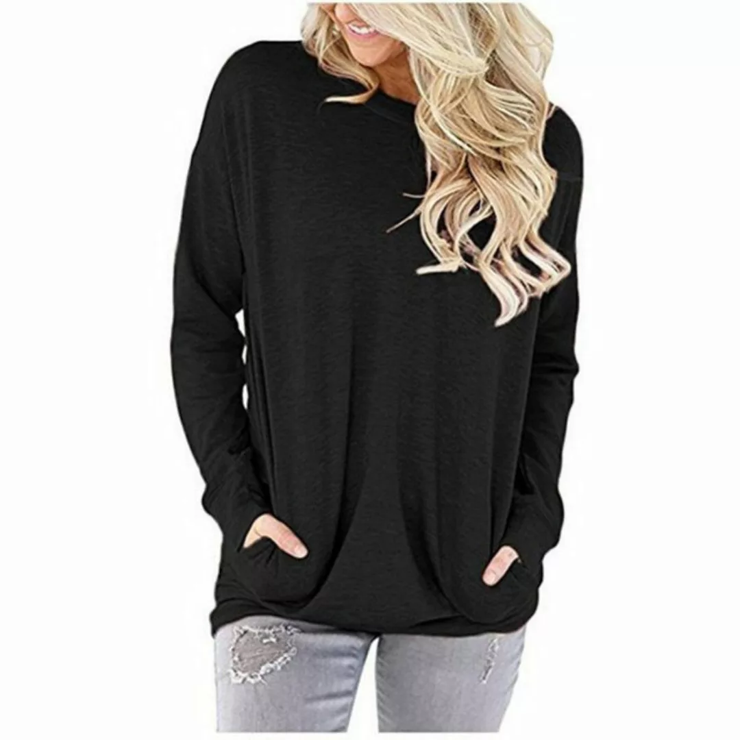 AUKUU Langarmshirt Stilvolles Damenmode T-Shirt - Trendy Rundhals Langarmsh günstig online kaufen