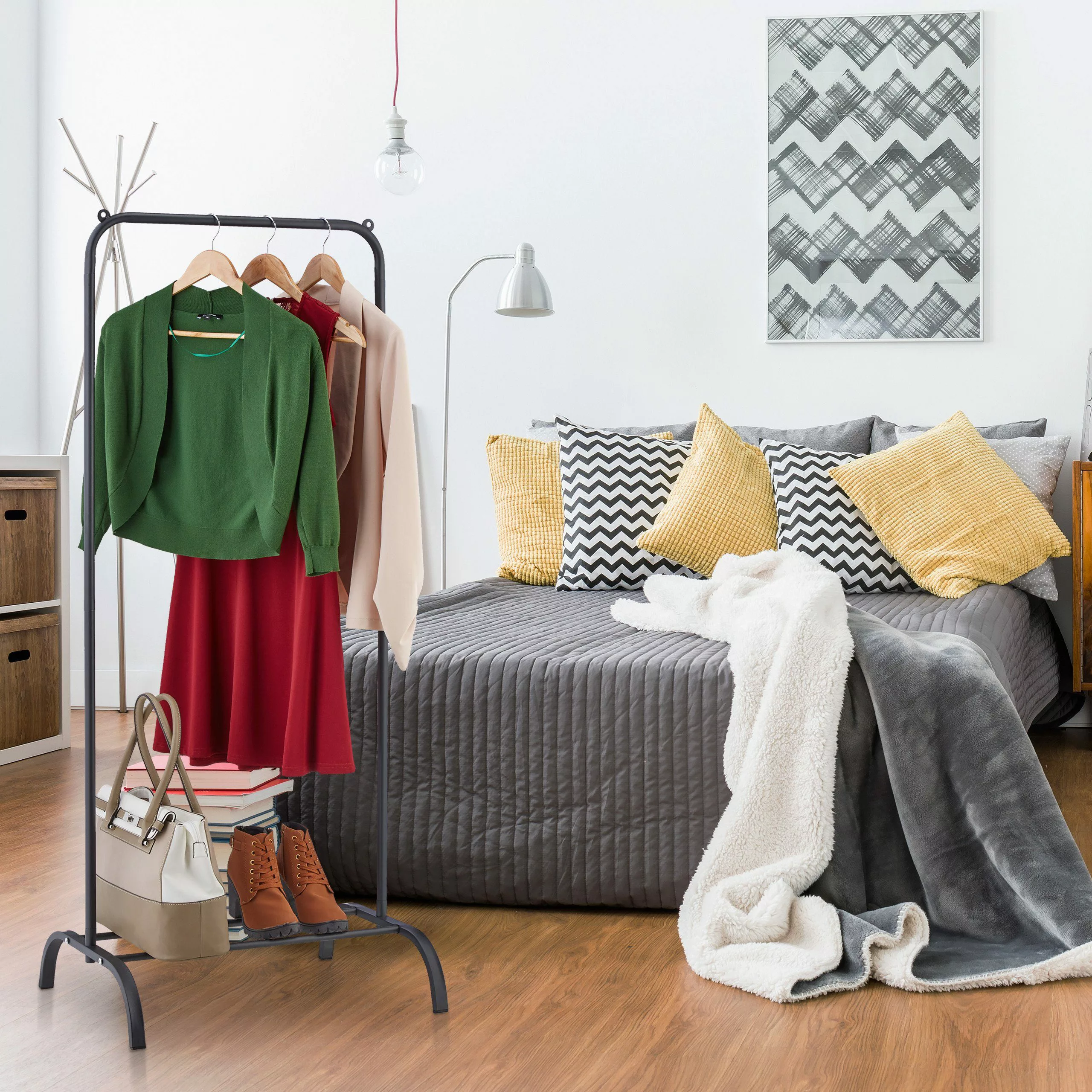 relaxdays Garderobenständer Metall Kleiderständer mit Ablage, günstig online kaufen