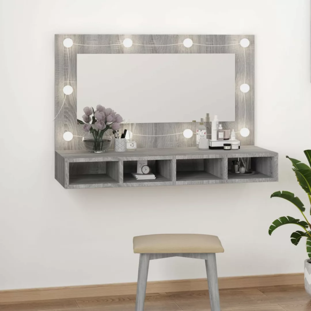 Vidaxl Spiegelschrank Mit Led Grau Sonoma 90x31,5x62 Cm günstig online kaufen