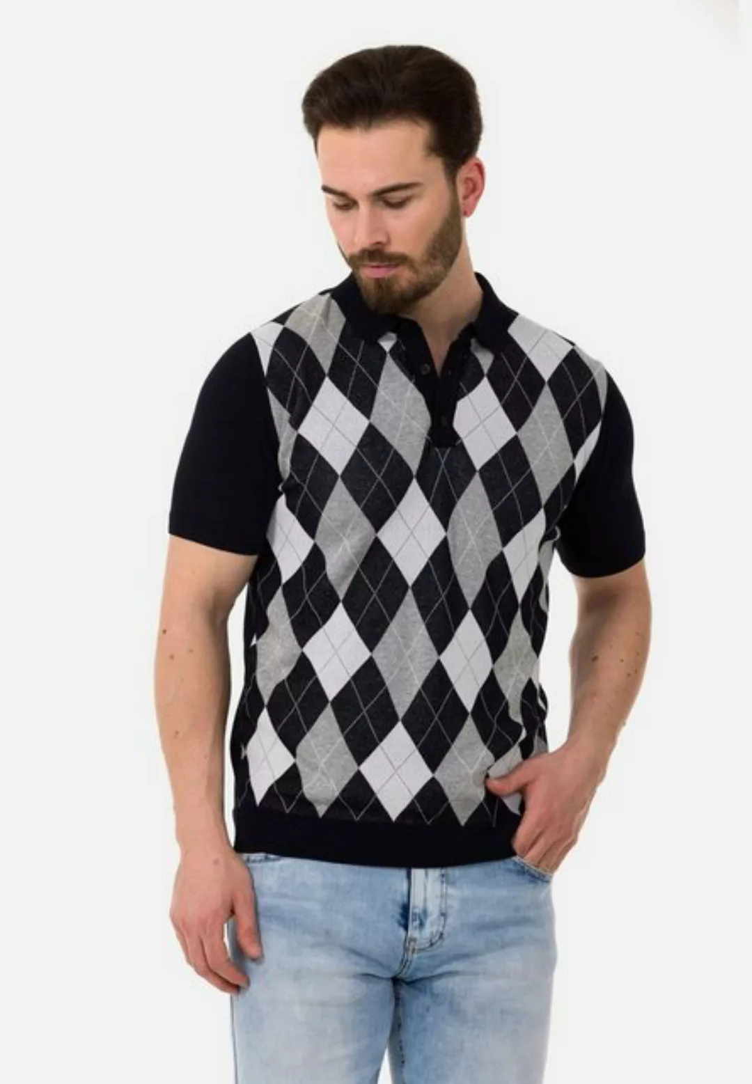 Cipo & Baxx Poloshirt mit coolem Rautenmuster günstig online kaufen