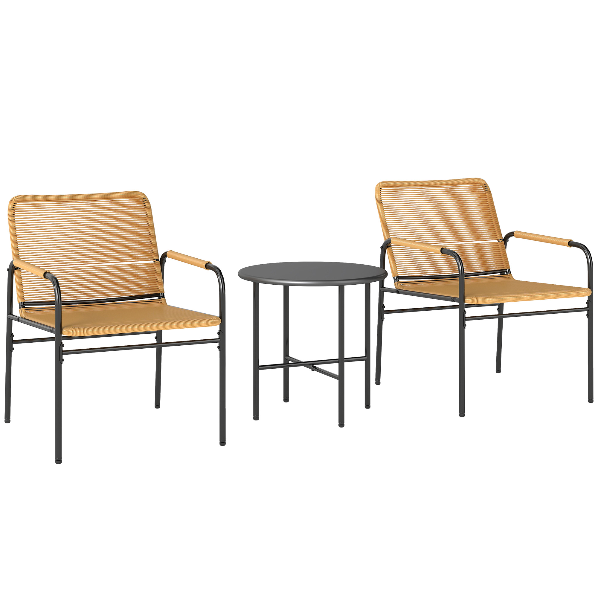 Outsunny 3-tlg. Rattan Bistroset, Sitzgruppe, Gartengarnitur mit 2 Gartense günstig online kaufen