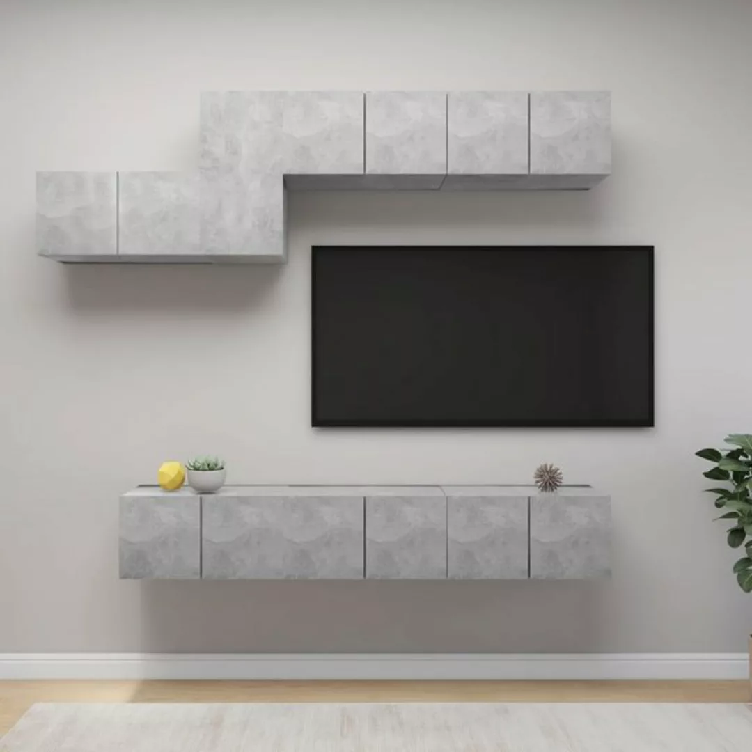 vidaXL TV-Schrank 7-tlg TV-Schrank-Set Betongrau Spanplatte günstig online kaufen