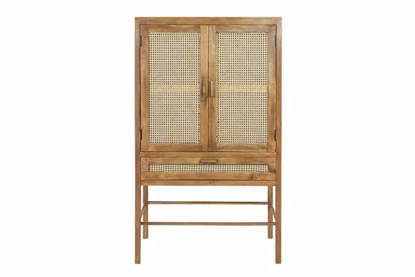 daslagerhaus living Hochschrank Schrank Nele Massivholz mit Rattan H 160 cm günstig online kaufen