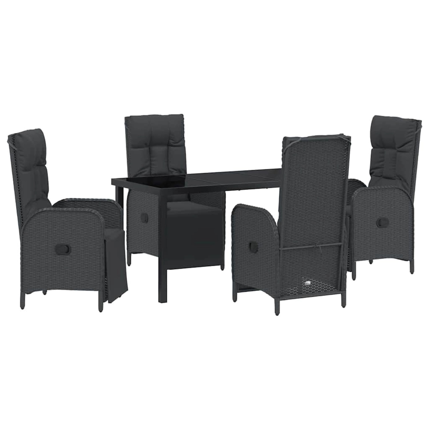 vidaXL Garten Essgruppe mit Kissen 5-Tlg Schwarz Poly Rattan 3380122 günstig online kaufen