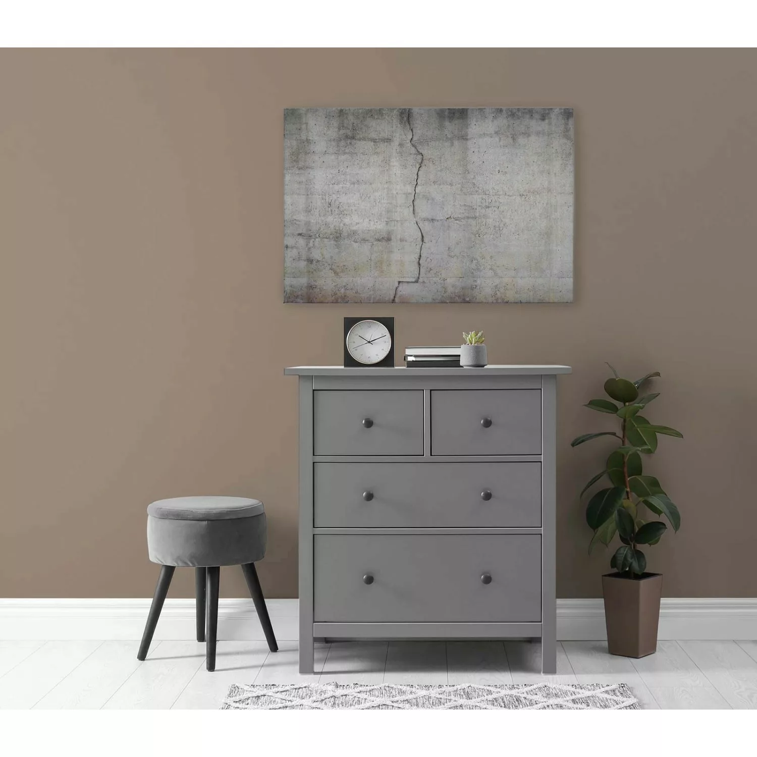 Bricoflor 3D Bild Mit Betonwand Grau Jugendzimmer Leinwandbild In Betonopti günstig online kaufen