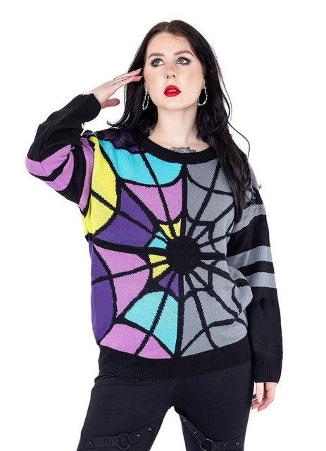 Heartless Strickpullover Shard Spinnennetz Fensterrose Pullover günstig online kaufen