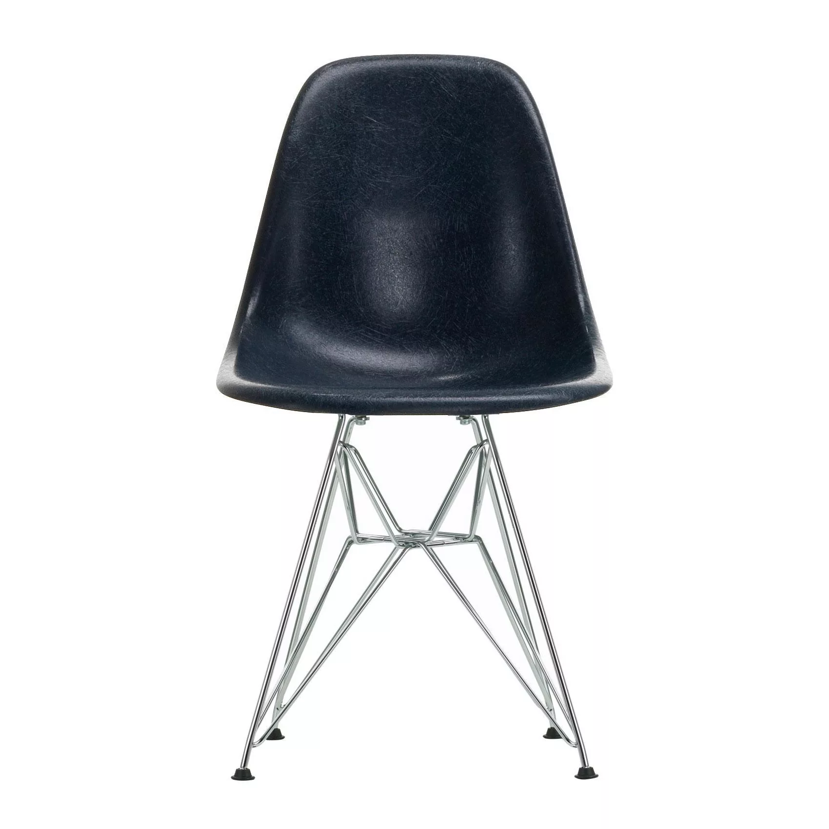 Vitra - Eames Fiberglass Side Chair DSR verchromt - marineblau/Sitzschale F günstig online kaufen