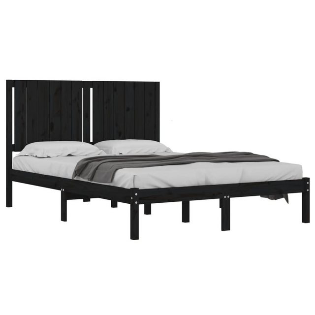 vidaXL Bettgestell Massivholzbett Schwarz Kiefer 140x190 cm Bett Bettgestel günstig online kaufen