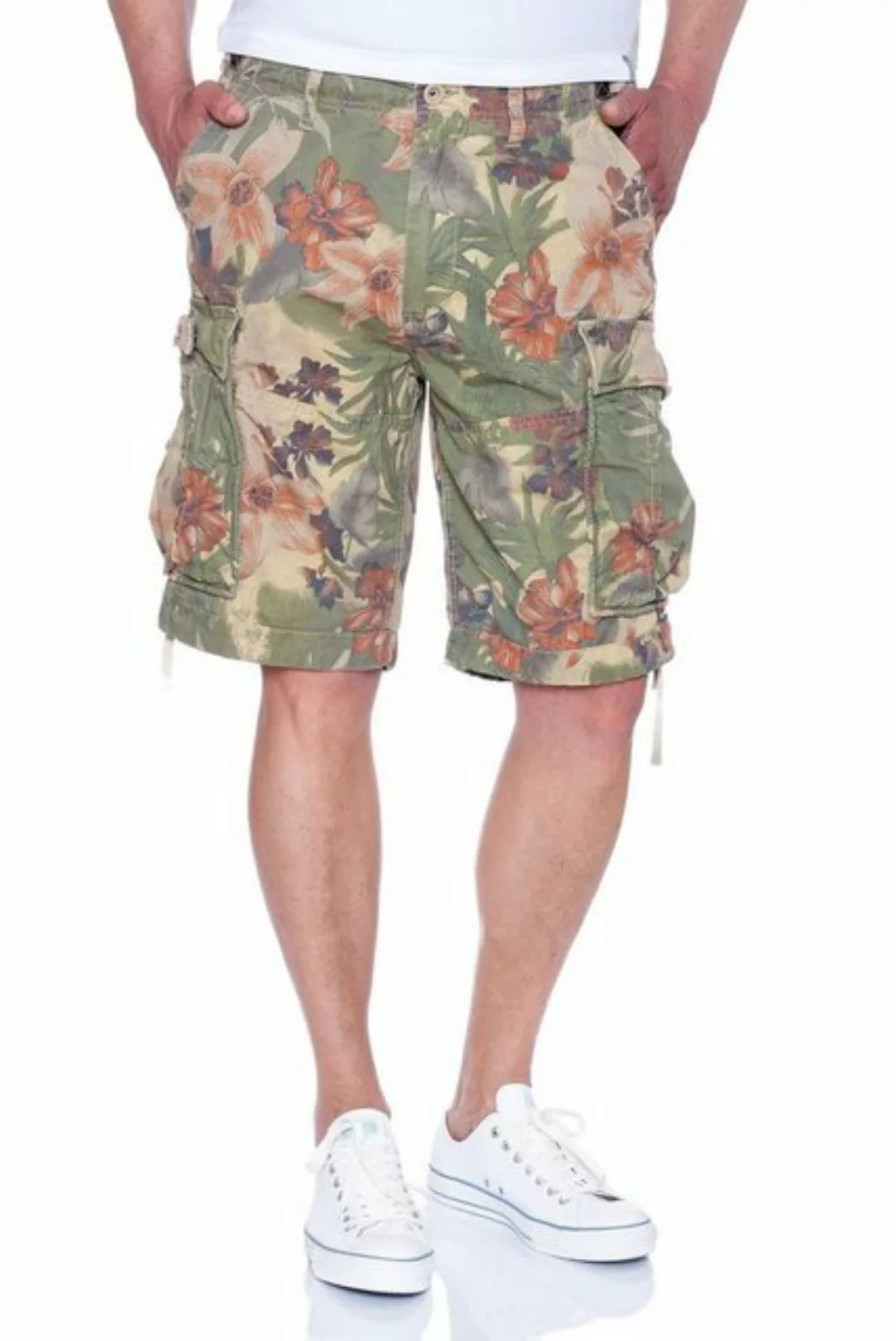 Jet Lag Cargoshorts Flower Green, Flower Blue, Hawaii Flower günstig online kaufen