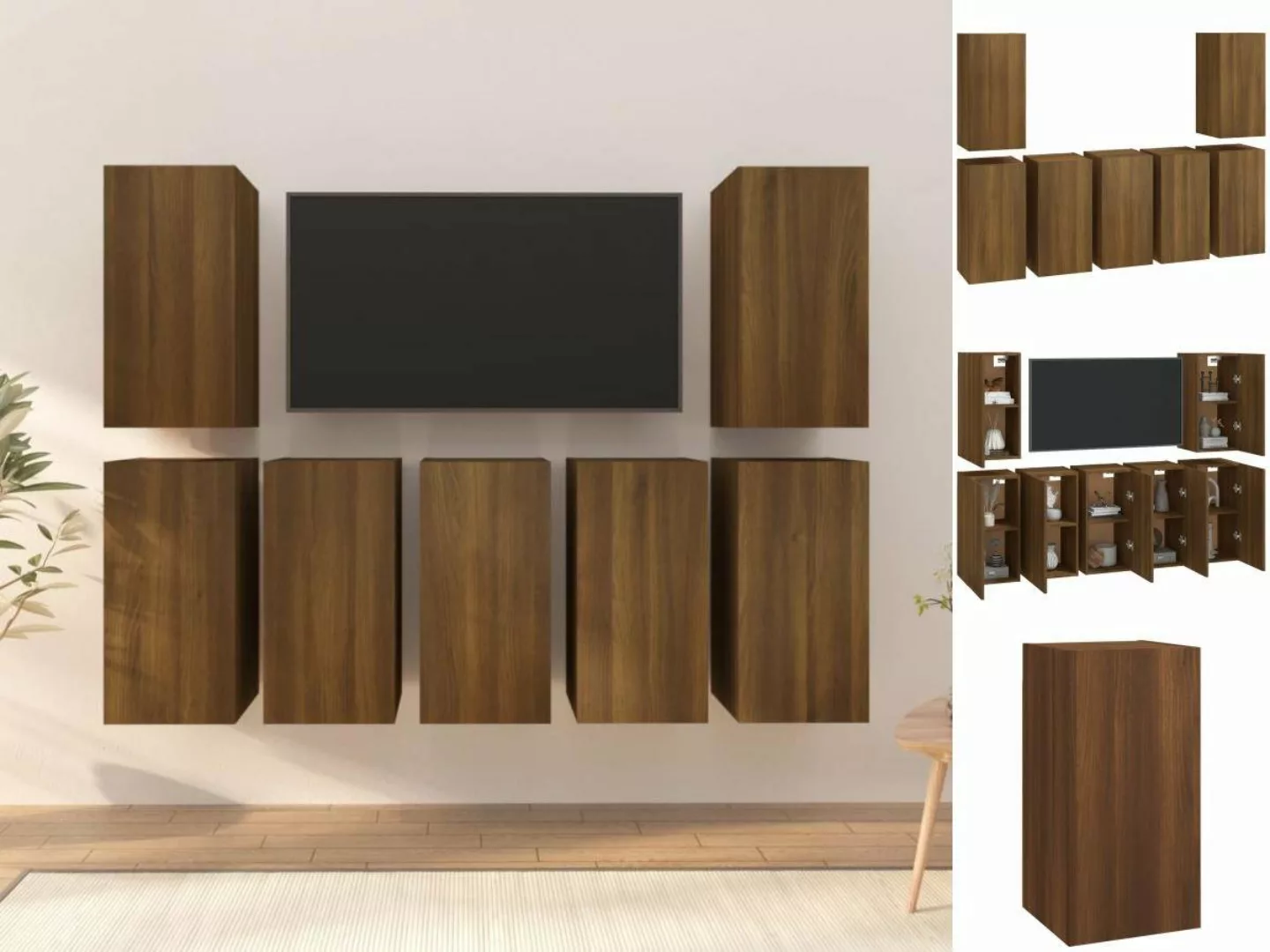 vidaXL TV-Schrank TV-Schränke 7 Stk Braun Eichen-Optik 30,5x30x60 Spanplatt günstig online kaufen