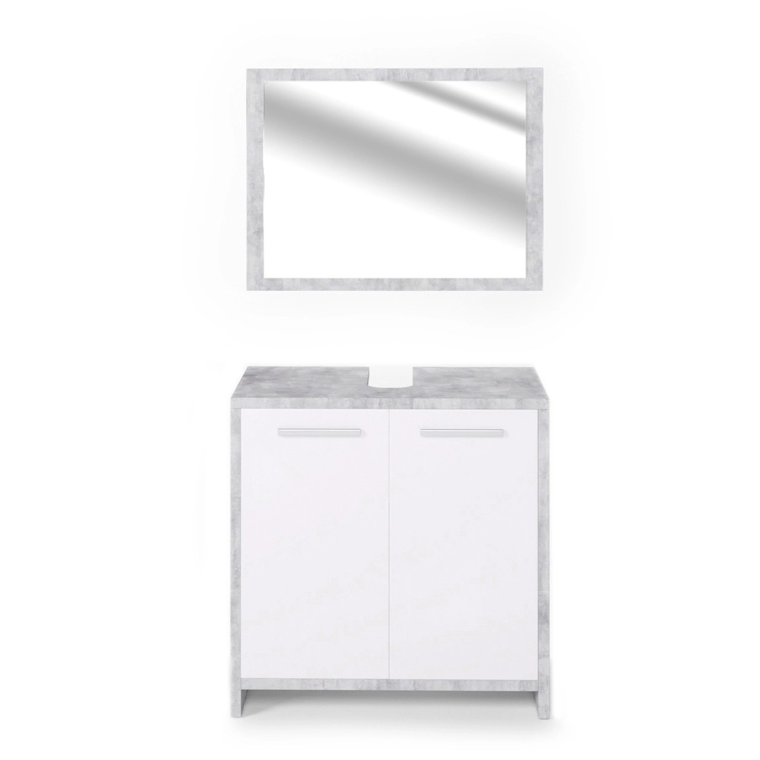 Vicco Badmöbel-Set Kiko, Beton/Weiß, 2 Teile, günstig online kaufen