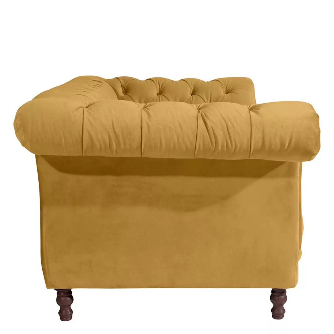 Neo Barock Sofa gelb aus Samtvelours Vierfußgestell aus Holz günstig online kaufen