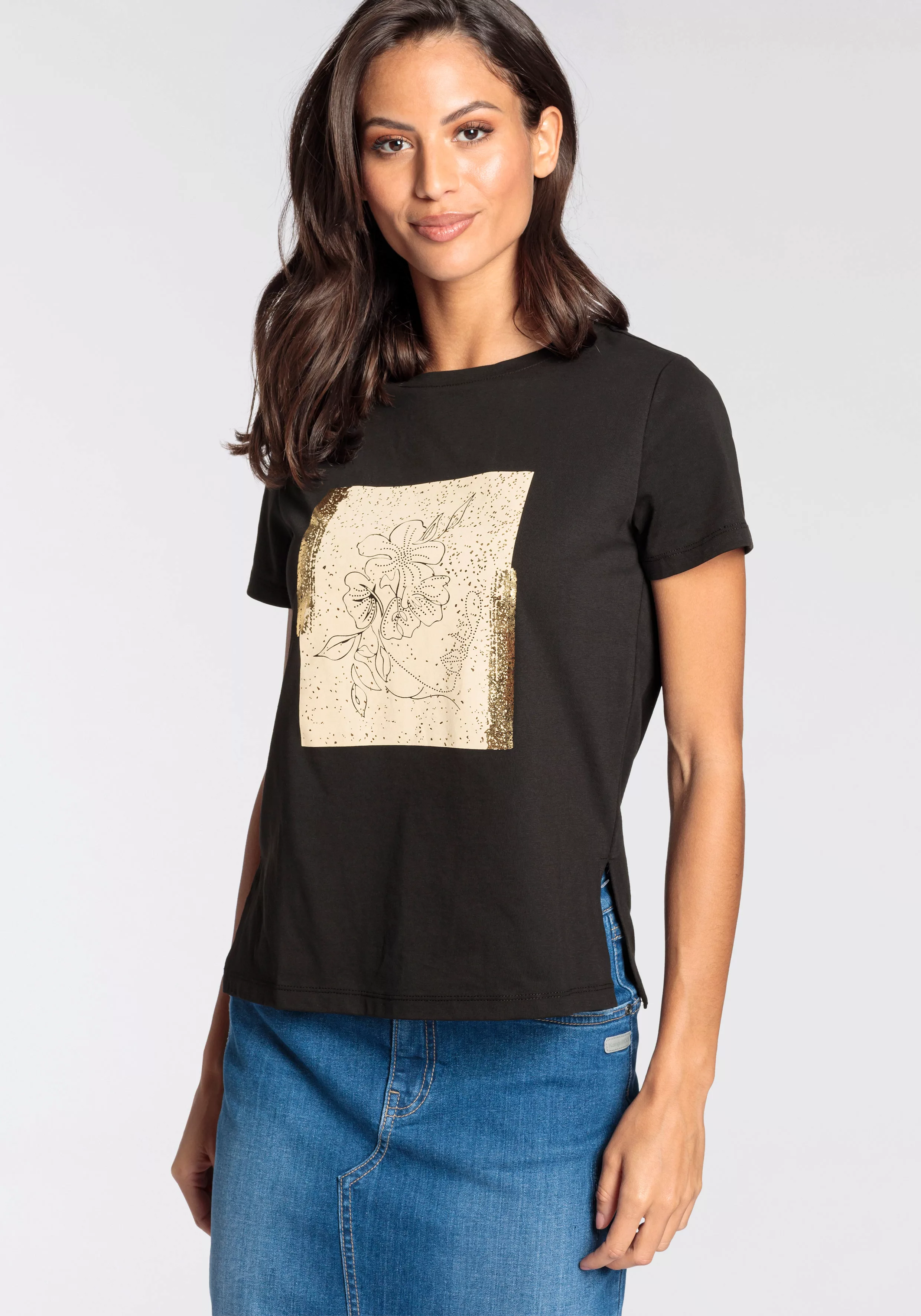 Laura Scott T-Shirt, mit goldfarbenen Print - NEUE KOLLEKTION günstig online kaufen