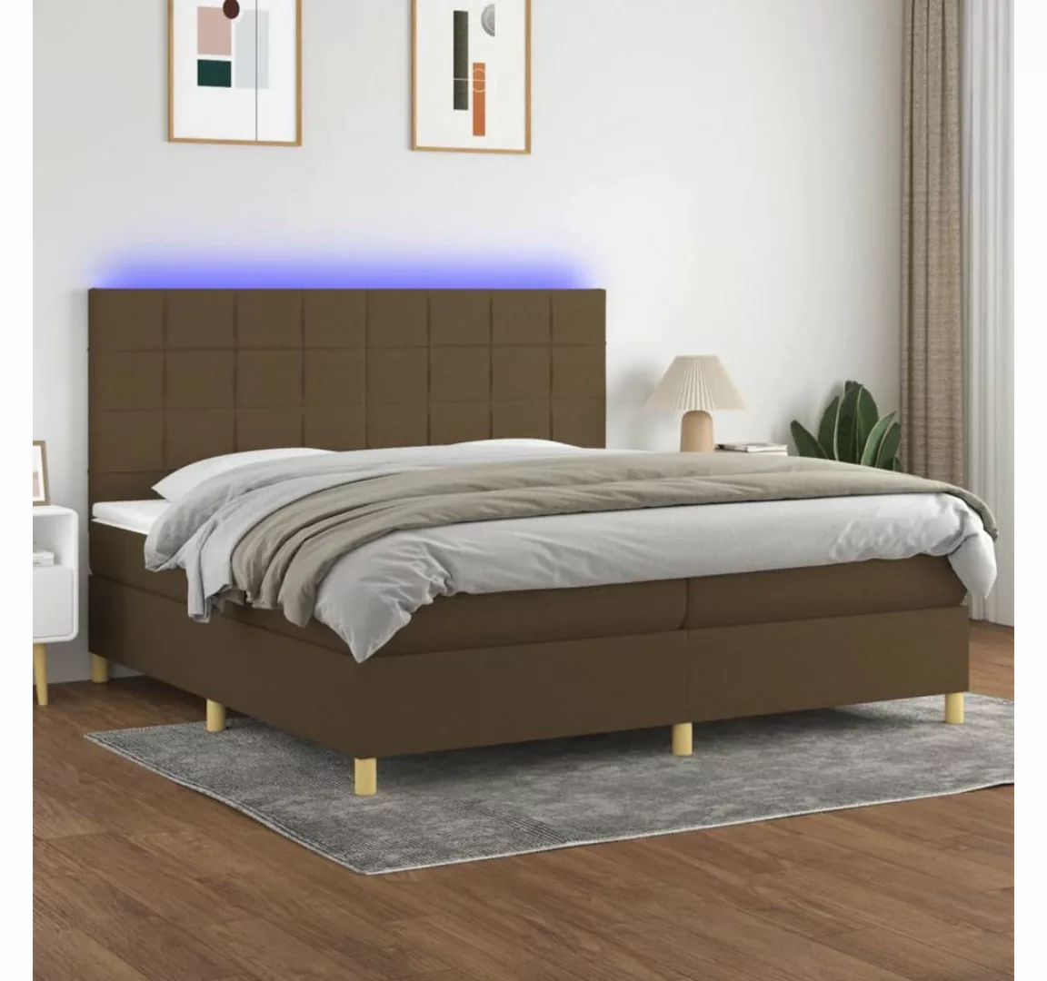 vidaXL Boxspringbett Boxspringbett mit Matratze LED Dunkelbraun 200x200 cm günstig online kaufen