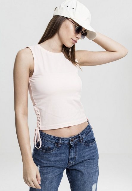 URBAN CLASSICS Muskelshirt Urban Classics Damen Ladies Lace Up Cropped Top günstig online kaufen