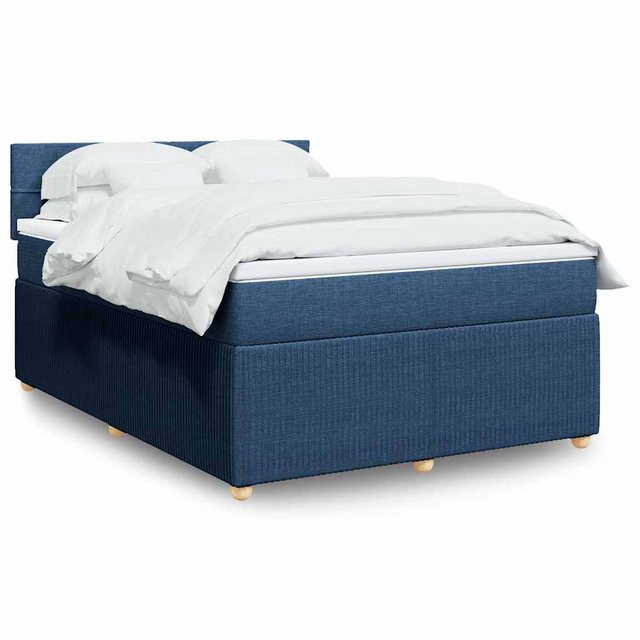 vidaXL Boxspringbett, Boxspringbett mit Matratze Blau 140x190 cm Stoff günstig online kaufen