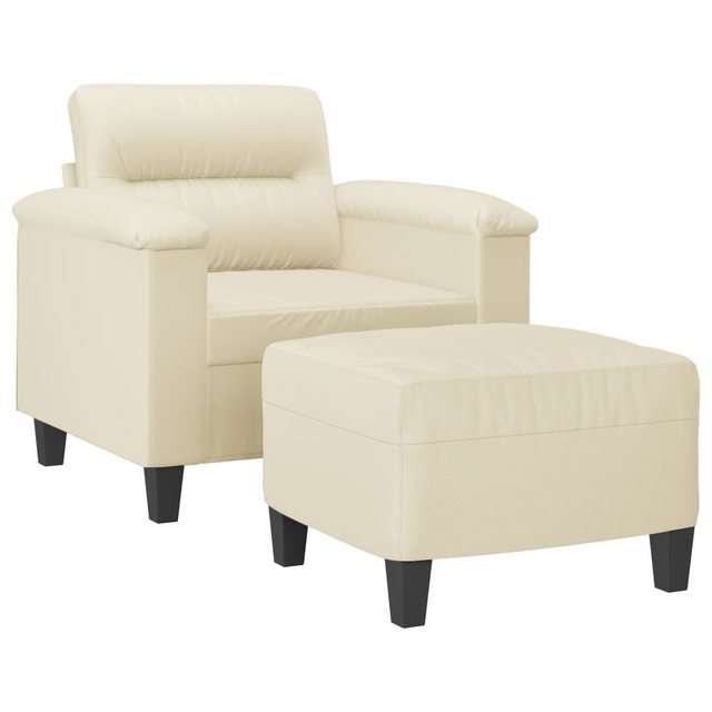 vidaXL Sofa Sessel mit Hocker Creme 60 cm Kunstleder günstig online kaufen