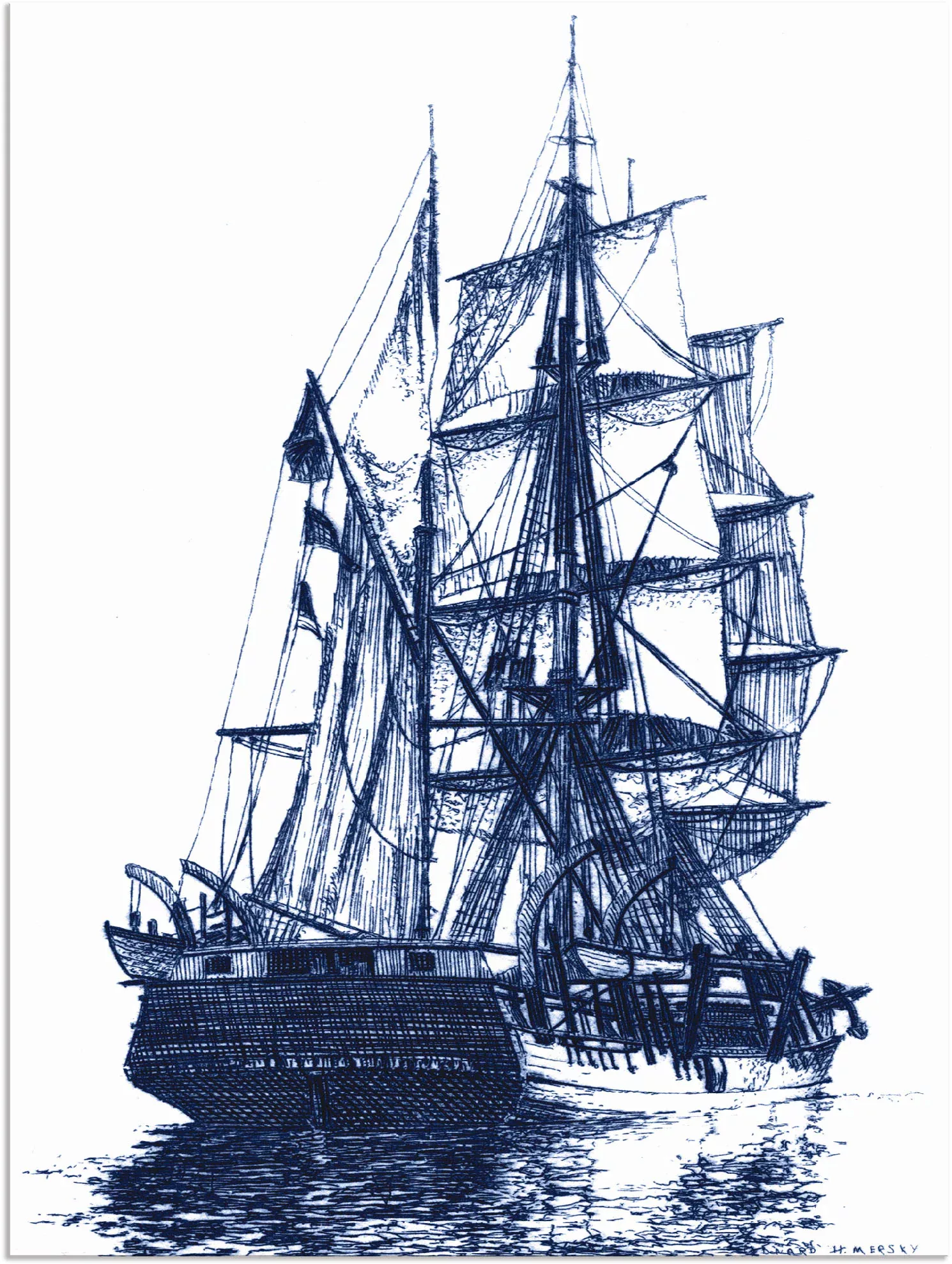 Artland Wandbild »Antikes Schiff in blau I«, Boote & Schiffe, (1 St.) günstig online kaufen