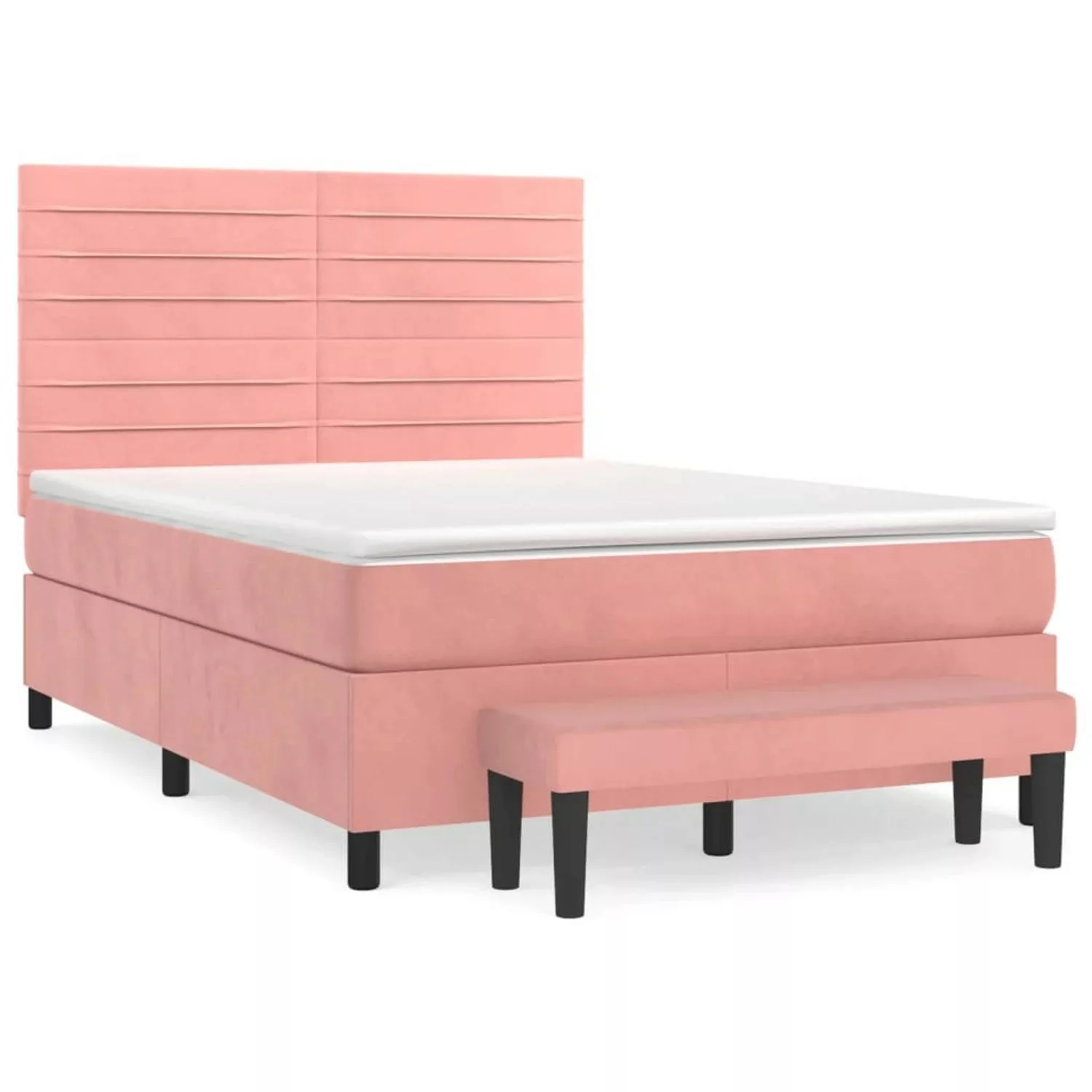 vidaXL Boxspringbett mit Matratze Rosa 140x200 cm Samt1350806 günstig online kaufen