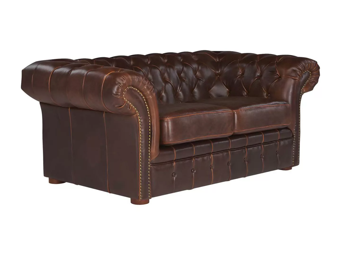 Chesterfield Ledersofa 2-Sitzer - Vintage Leder - Braun  - CLOTAIRE günstig online kaufen