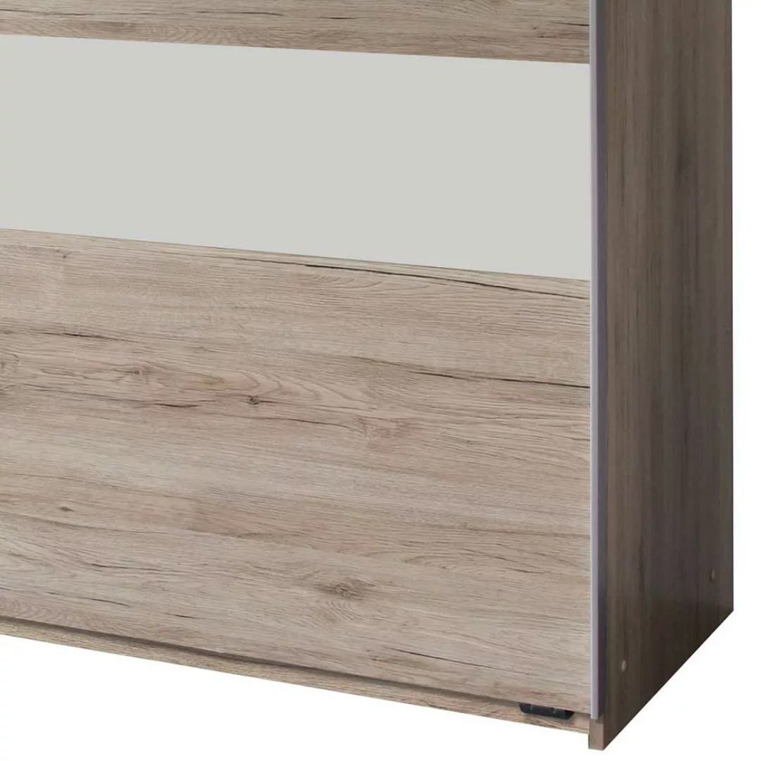 Schwebetürenschrank modern in Eiche San Remo und Weiß Made in Germany günstig online kaufen