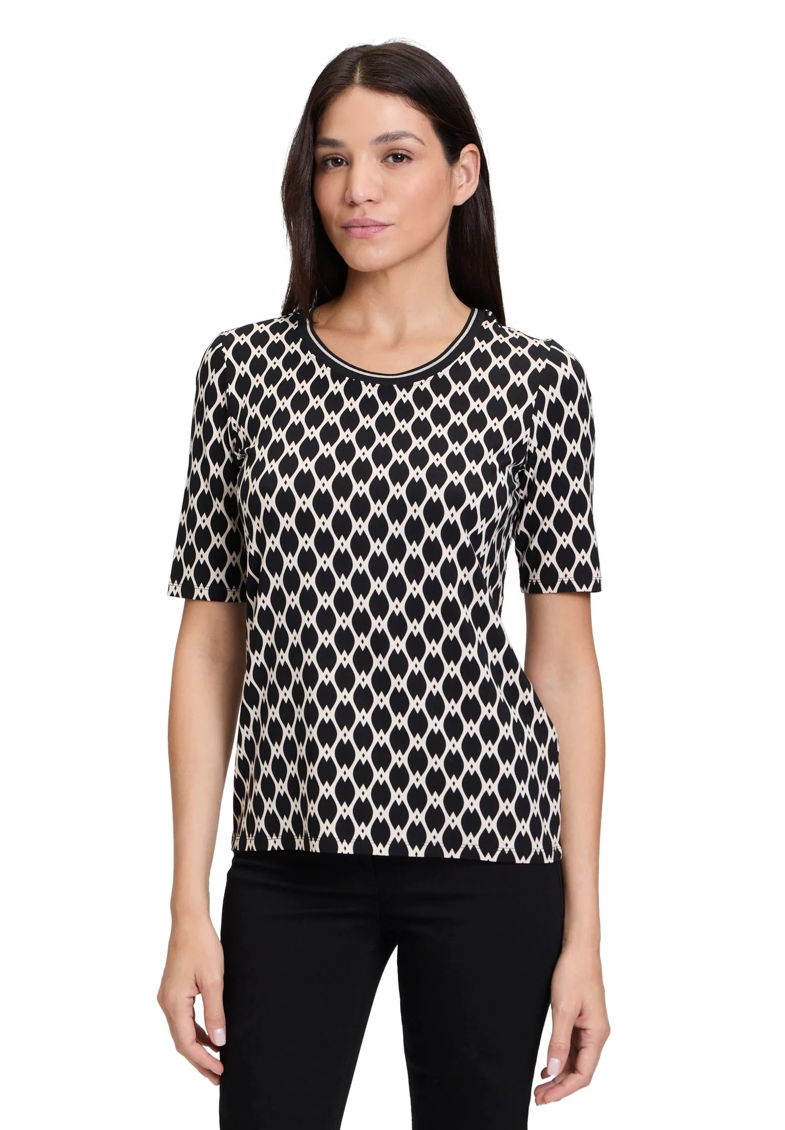 Betty Barclay Kurzarmshirt "Betty Barclay Basic Shirt mit Print", Rippbündc günstig online kaufen