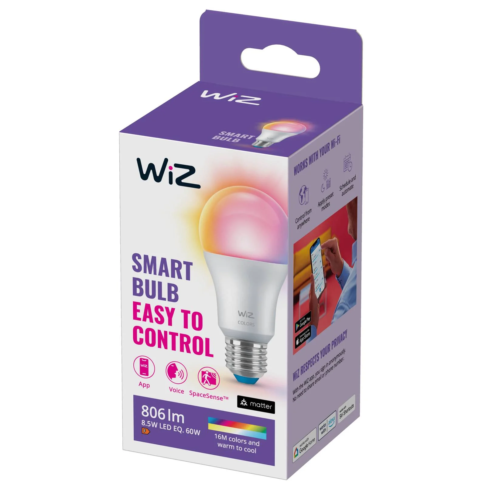 WiZ A60 LED-Lampe matt WiFi E27 8,5W RGBW günstig online kaufen