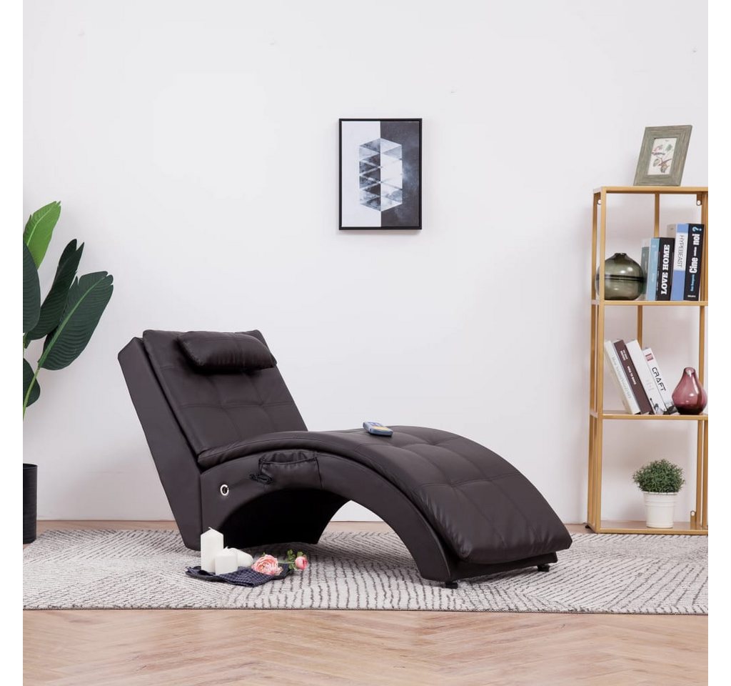 vidaXL Chaiselongue, Massage Chaiselongue mit Kissen Braun Kunstleder günstig online kaufen