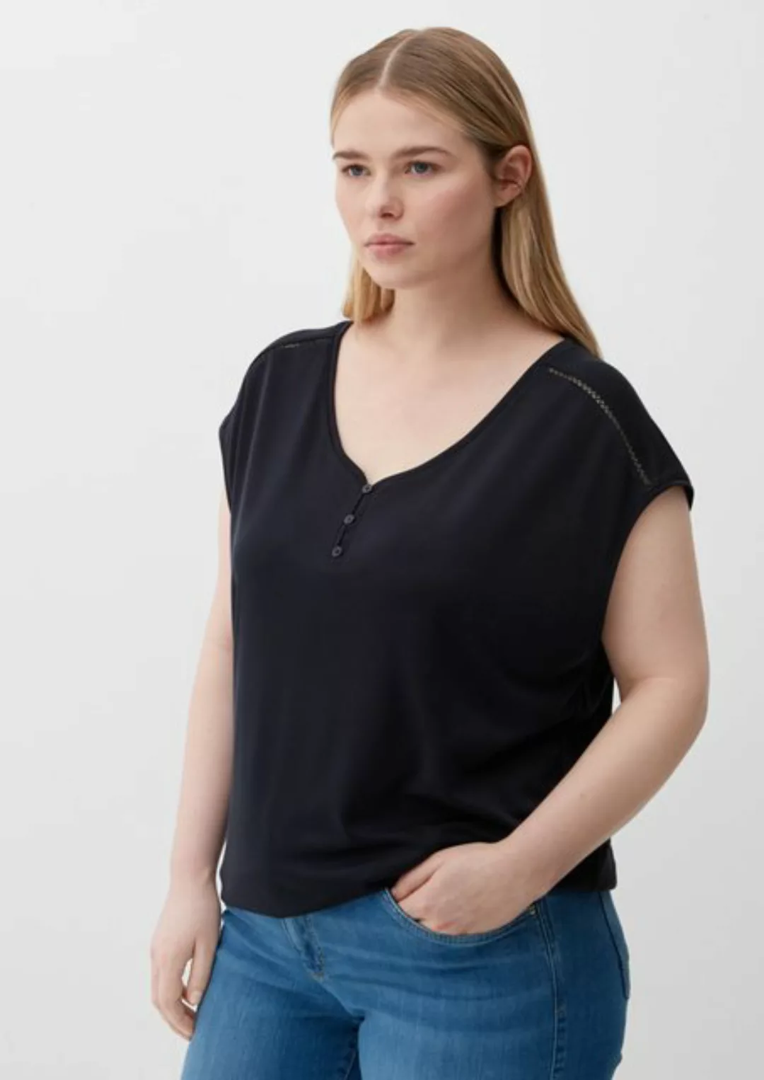 TRIANGLE Shirttop T-Shirt aus Piquéjersey Zierborte günstig online kaufen