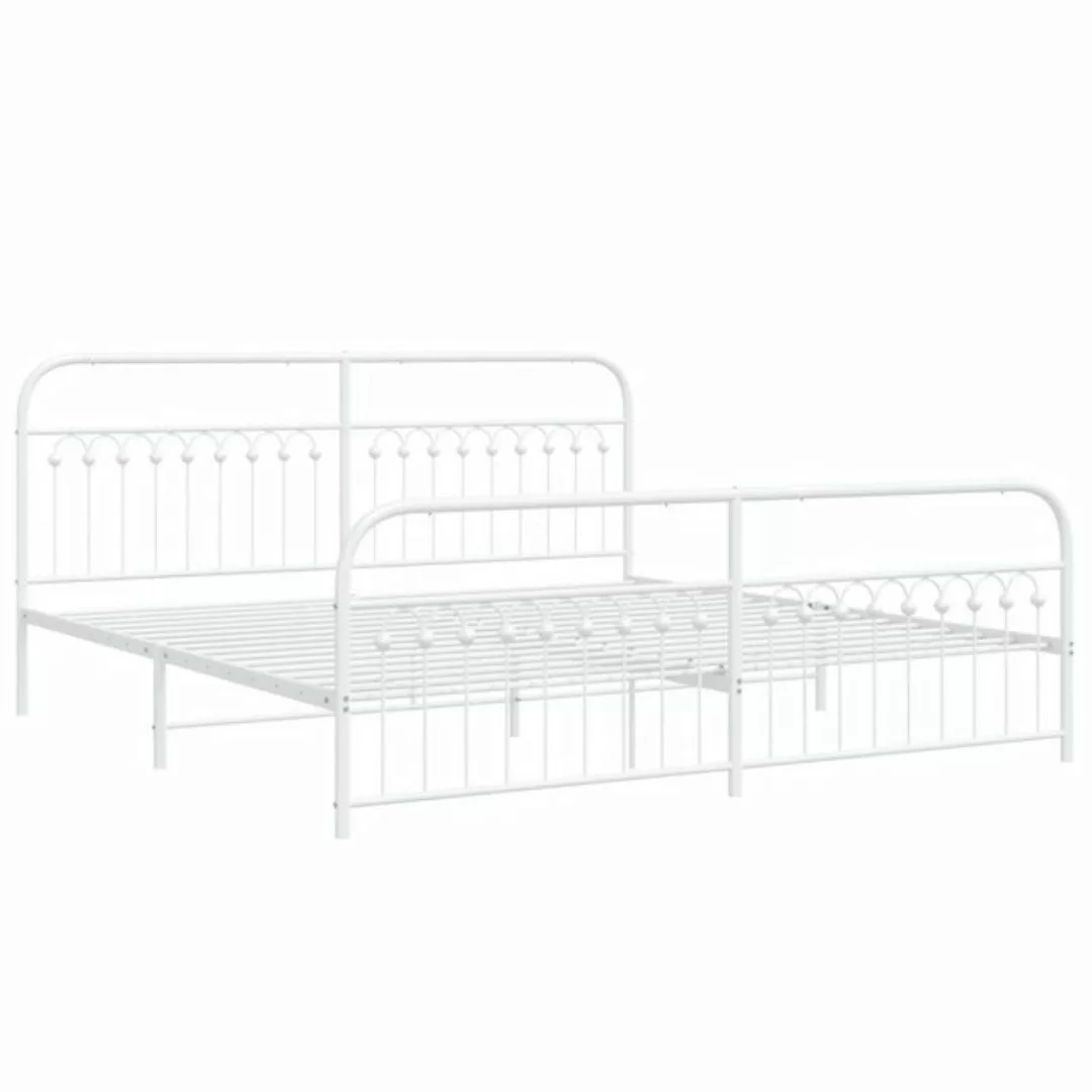 vidaXL Bett Bettgestell mit Kopf- und Fußteil Metall Weiß 193x203 cm günstig online kaufen