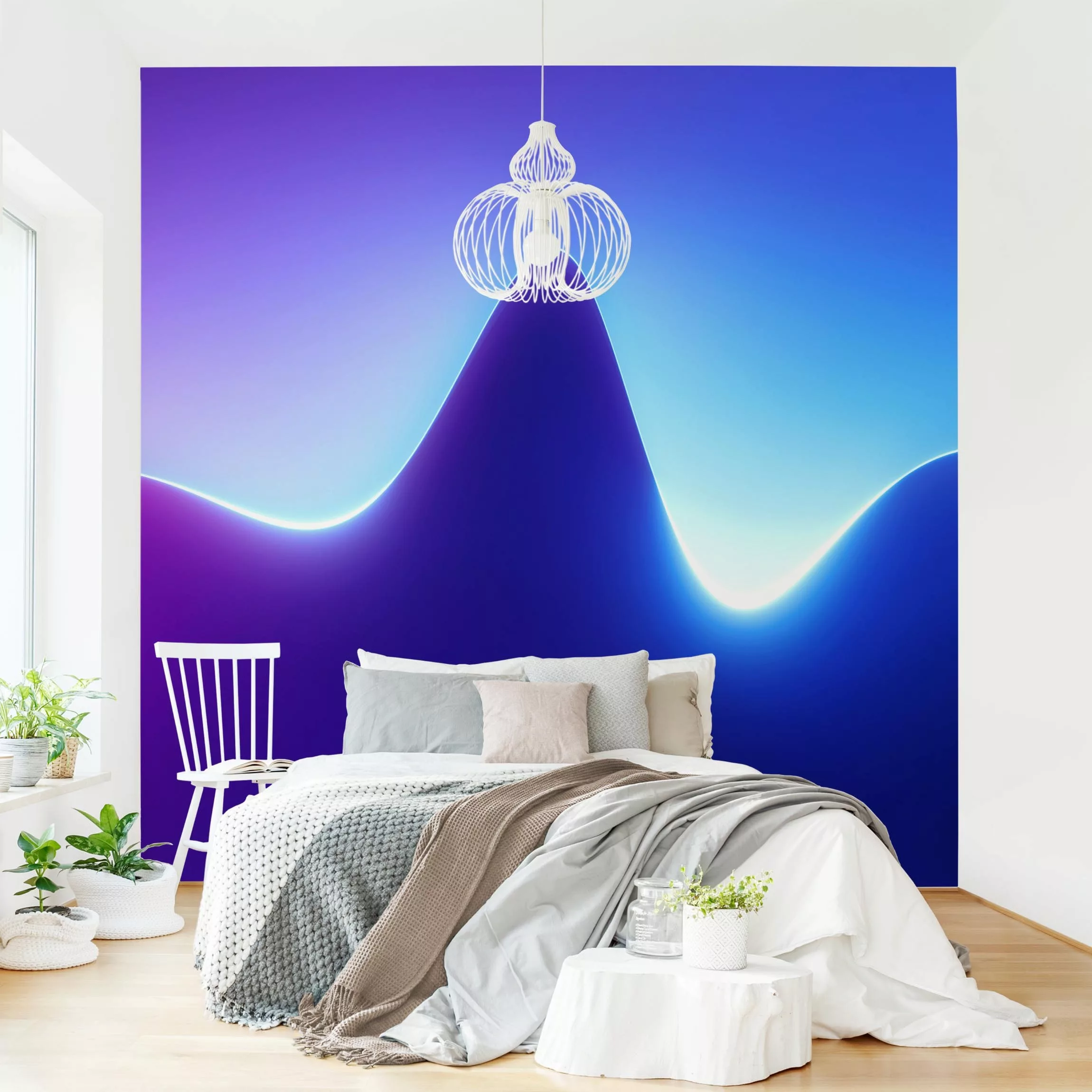 Fototapete Lichtwelle auf Blau günstig online kaufen