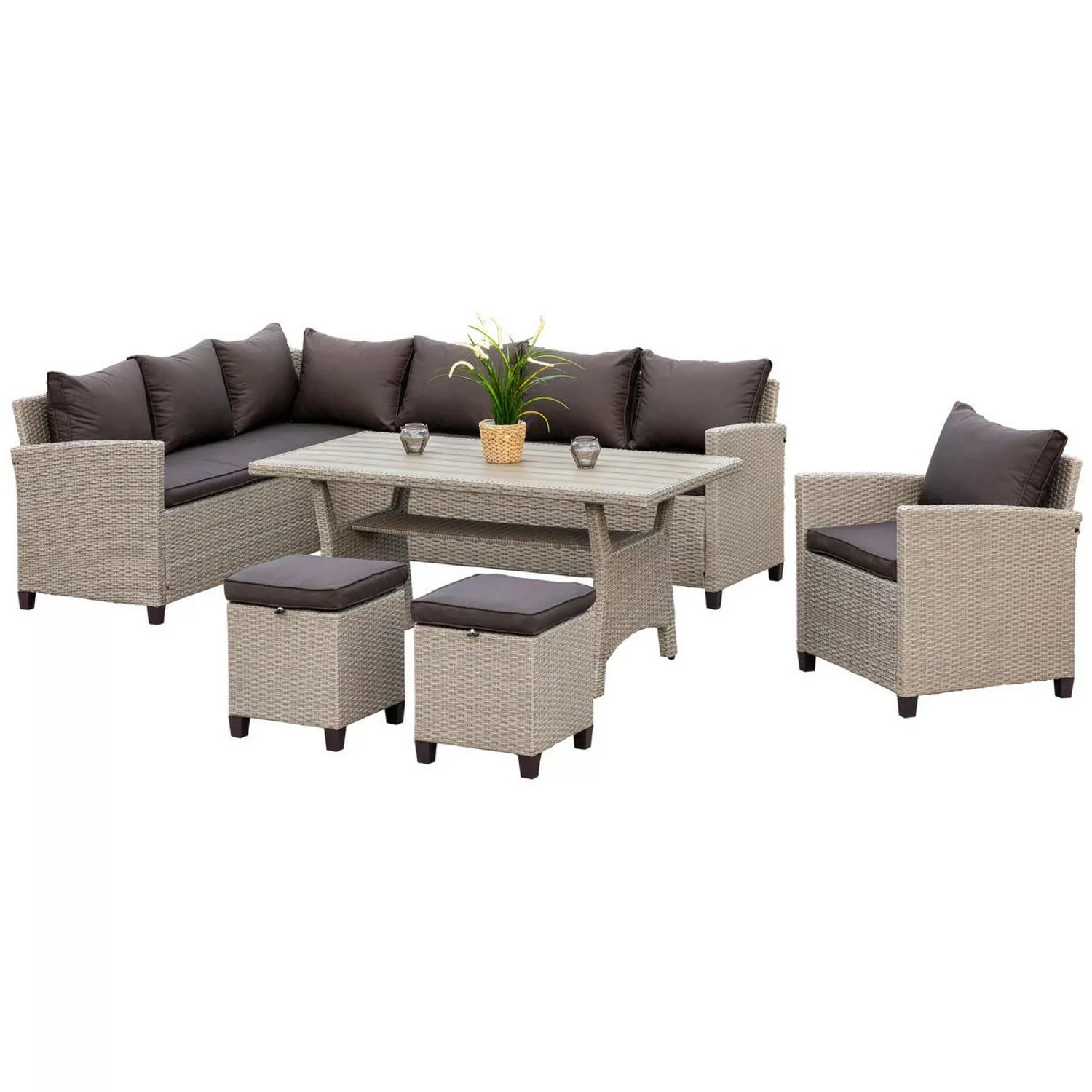 MERXX Garten-Essgruppe "Palma", (5 tlg., 1x Eckbank, 2x Sessel, 2x Hocker, günstig online kaufen