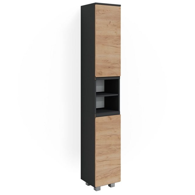 Vicco Hochschrank J-Shape, Anthrazit/Eiche, 30 x 190 cm günstig online kaufen