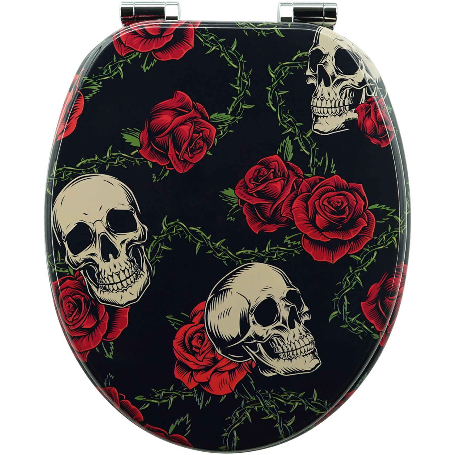 Sanfino WC Sitz Rose Skull Toilettendeckel mit Absenkautomatik aus Holz günstig online kaufen