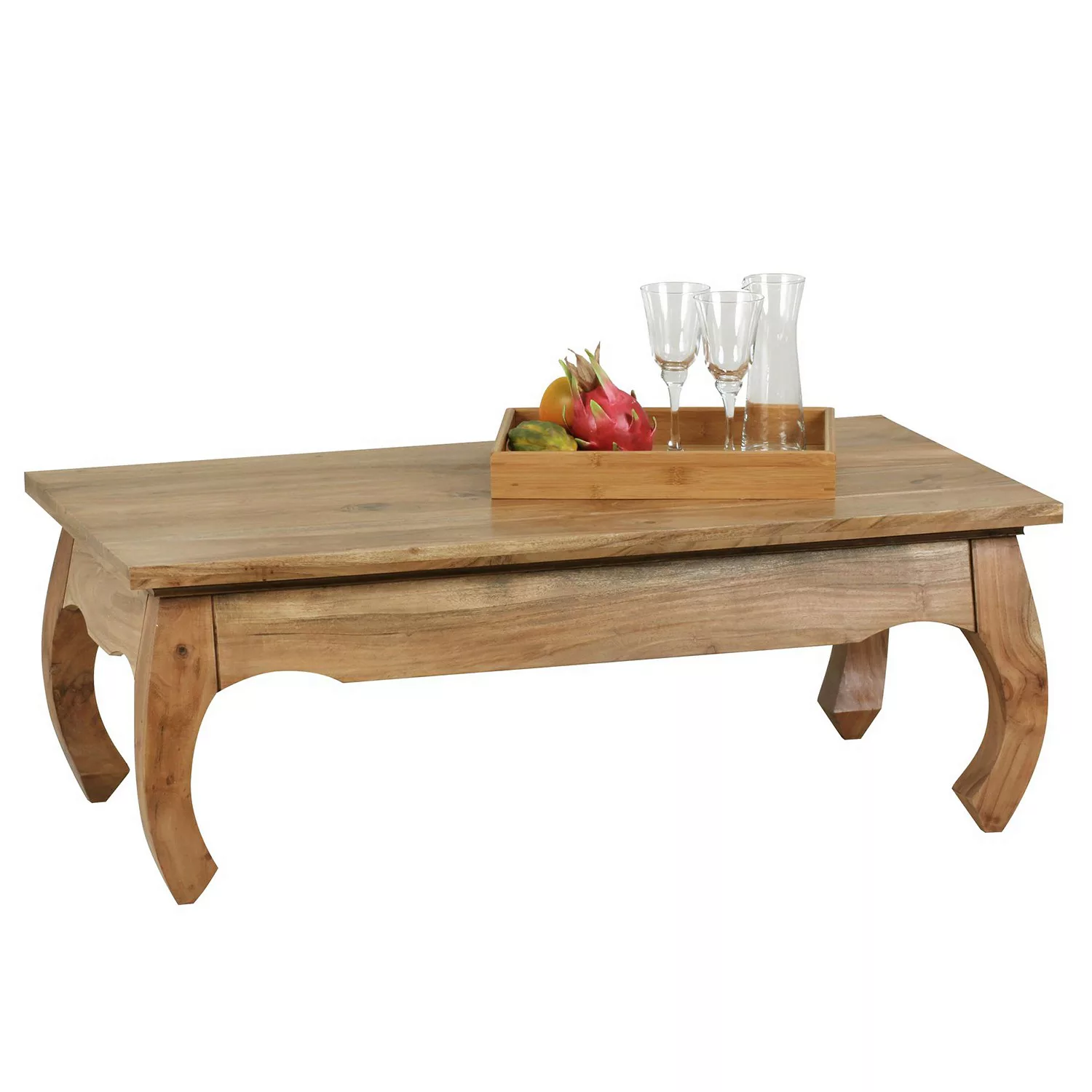 Couchtisch Massiv-Holz Akazie 110 cm breit Wohnzimmer-Tisch Design Natur-Pr günstig online kaufen