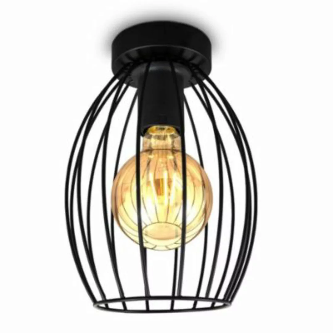 B.K.Licht Deckenlampe schwarz Metall Draht Vintage Industrie Deckenleuchte günstig online kaufen