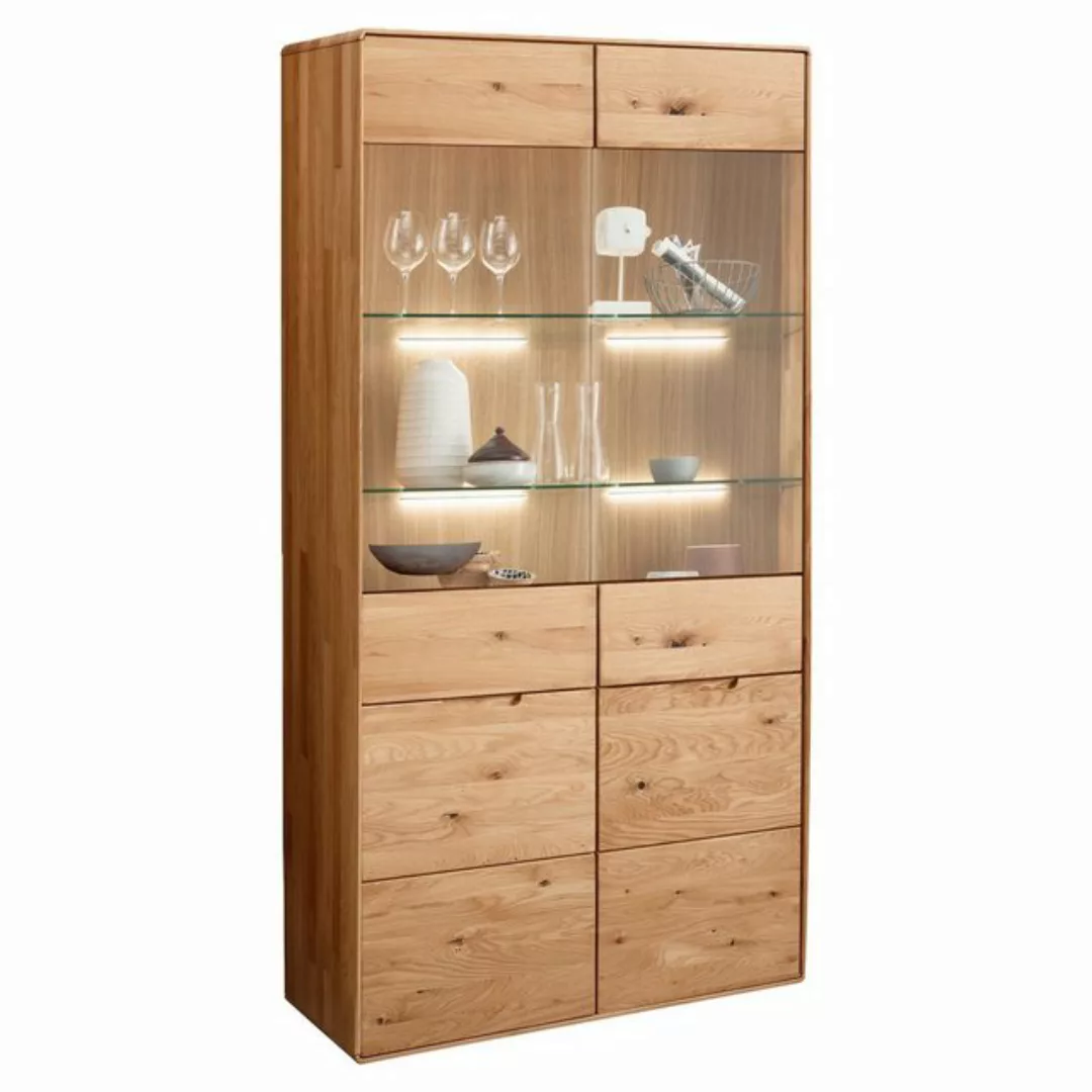 G+K Möbelvertriebs GmbH Vitrine WZ-0663, Braun, Wildeiche massiv, 2 Türen, günstig online kaufen