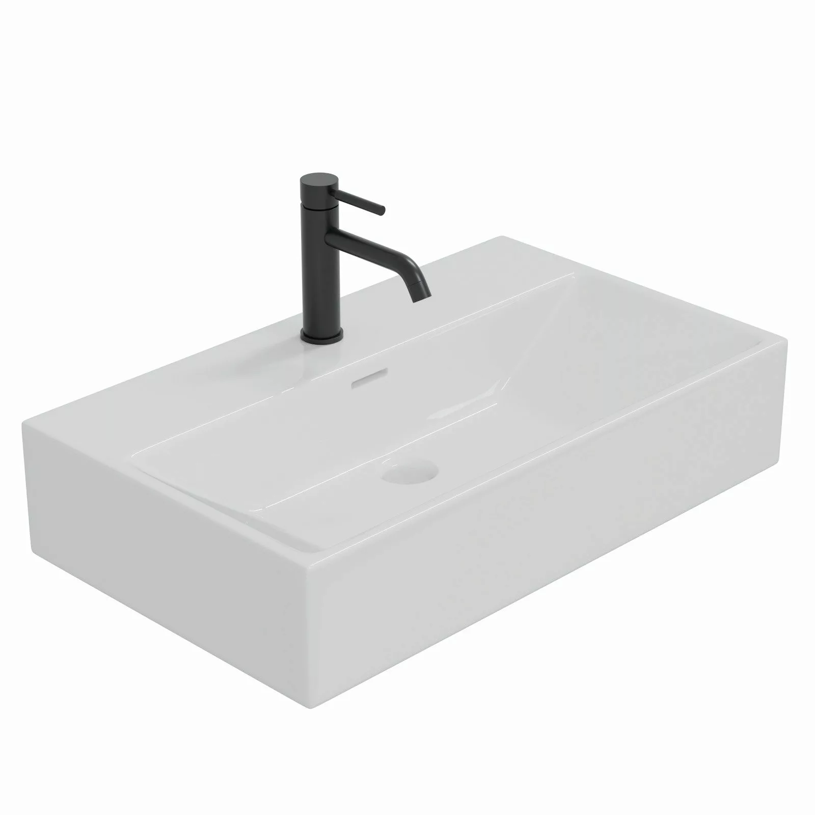 HAGO Waschbecken Keramik 60x36x13cm eckig Überlauf günstig online kaufen