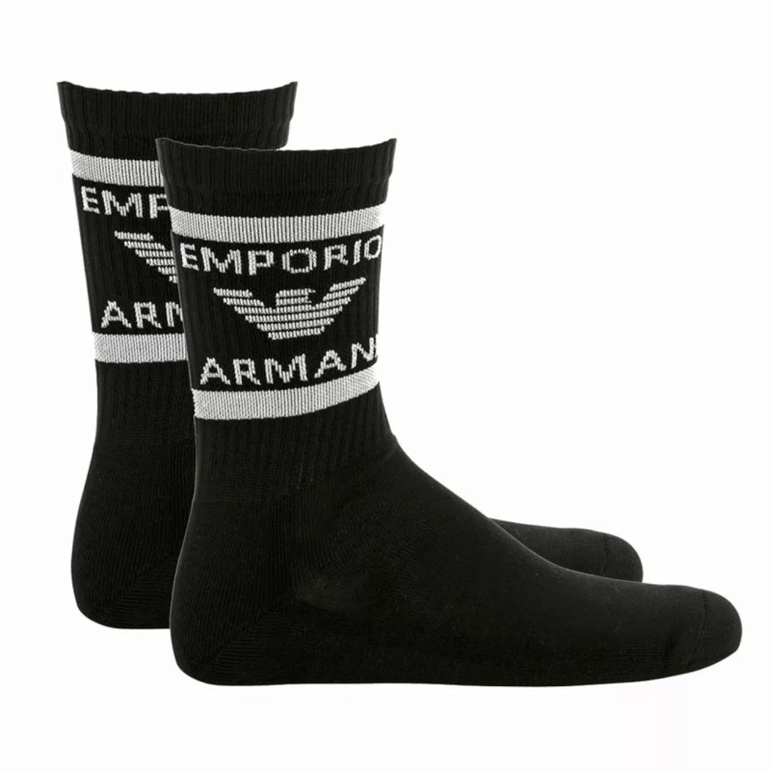 EMPORIO ARMANI Herren Sneakersocken, 2 Paar - Logo, One Size (39-46) Schwar günstig online kaufen