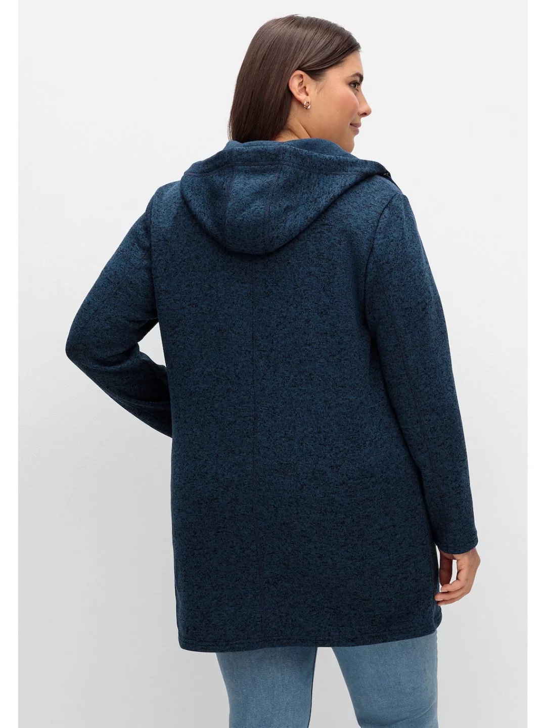 Sheego Strickjacke "Große Größen", mit Kapuze, in Melange-Optik günstig online kaufen