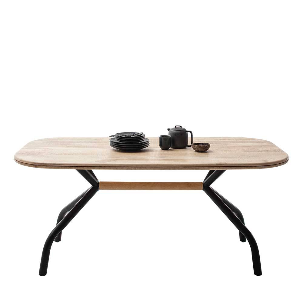 Esstisch Holztisch in Akazie hell mit Massivholzplatte günstig online kaufen