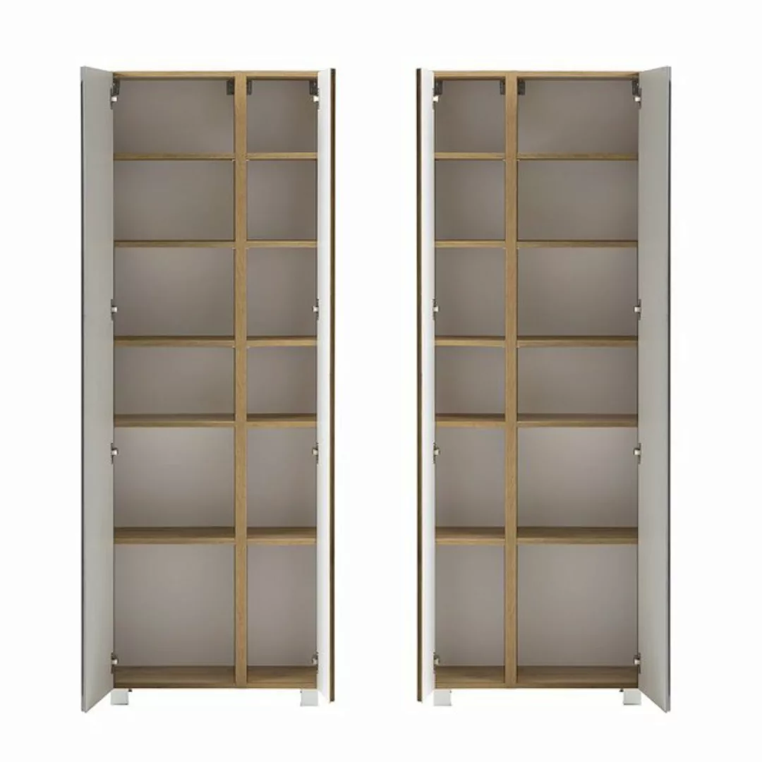 Lomadox Hochschrank VASTO-03-CONCRETE Badezimmer 65cm in Wotan Eiche Nb. mi günstig online kaufen