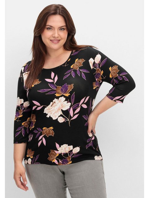 Sheego 3/4-Arm-Shirt Große Größen mit Blumenprint, aus Viskosejersey günstig online kaufen