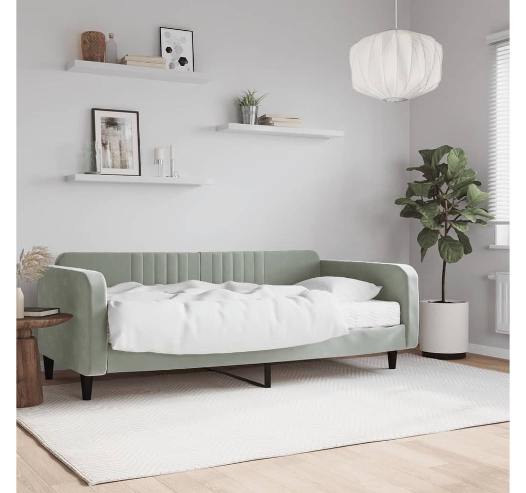 vidaXL Gästebett Gästebett Tagesbett mit Matratze Hellgrau 100x200 cm Samt günstig online kaufen